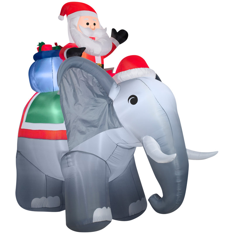 The Holiday Aisle Santa on Elephant Scene Giant Inflatable & Reviews
